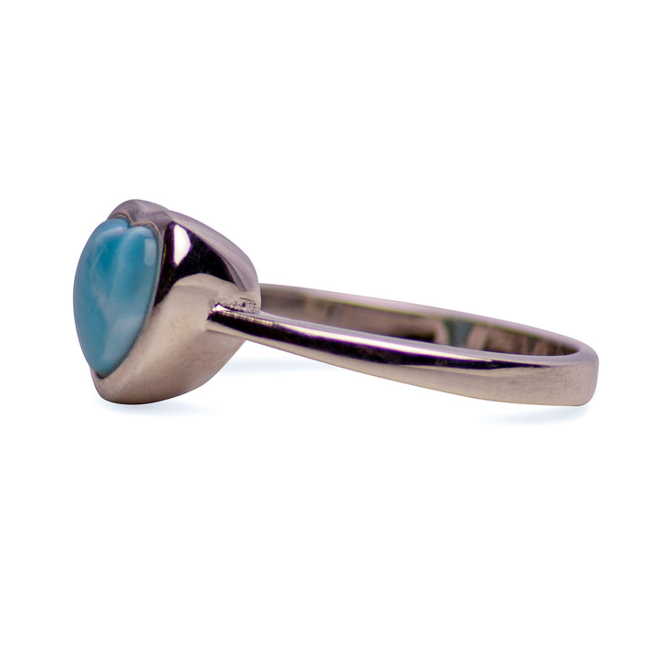Larimar Heart Silver Ring