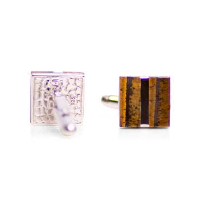 Square Tiger Eye & Sterling Silver Cufflinks | SilverAndGold