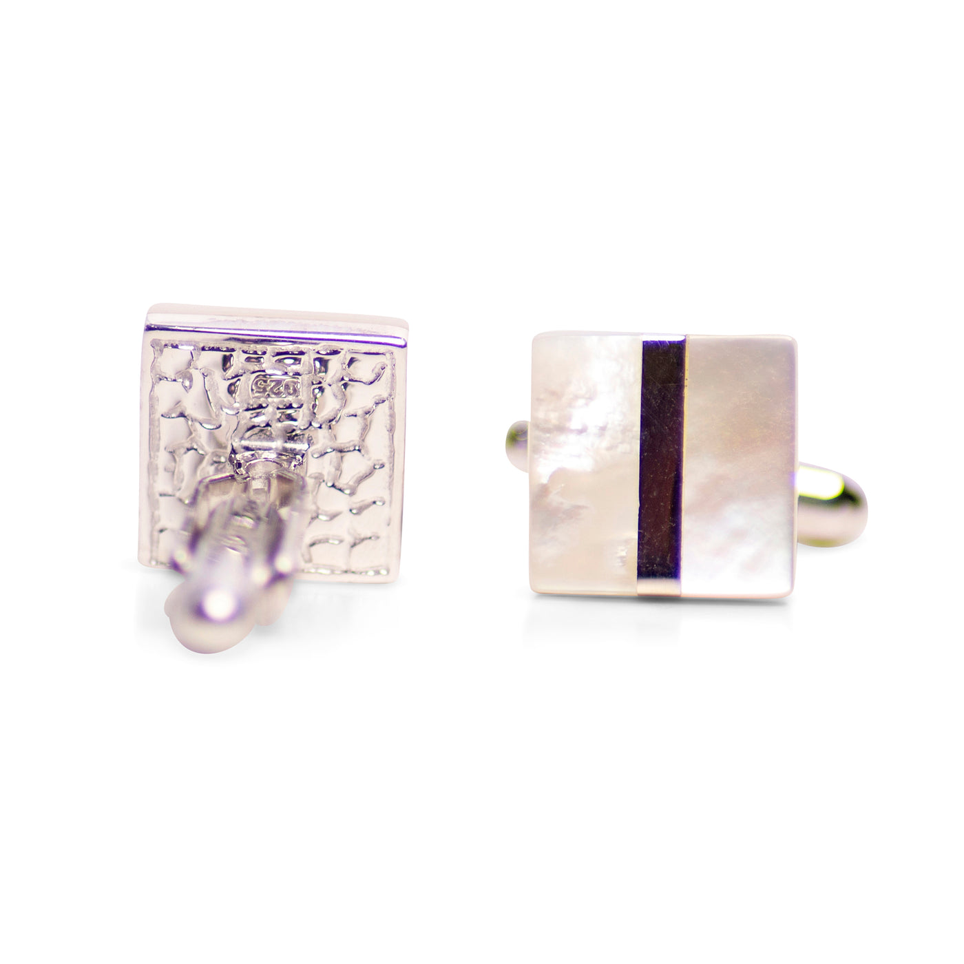 Square Mother of Pearl & Sterling Silver Cufflinks | SilverAndGold