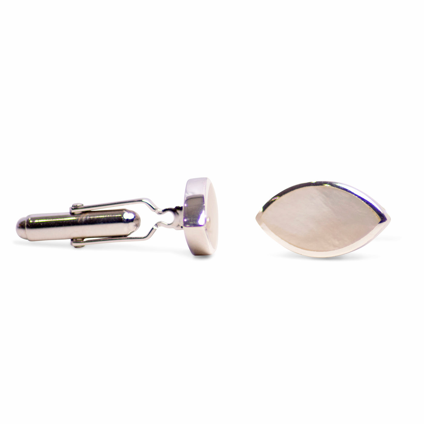 Marquise Mother of Pearl Sterling Silver Cufflinks | SilverAndGold