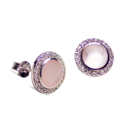 Pink Mother of Pearl Silver Earrings