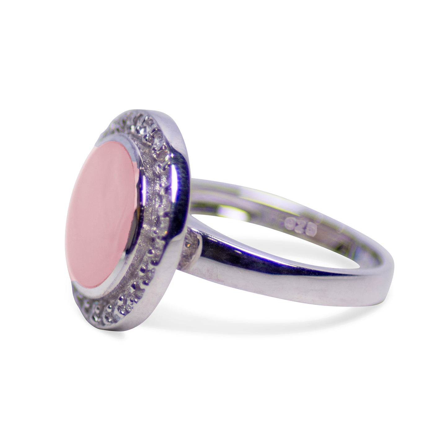 Pink Mother of Pearl & Cubic Zirconia Halo Ring | SilverAndGold