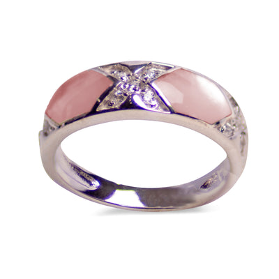 Pink Mother of Pearl Silver Ring