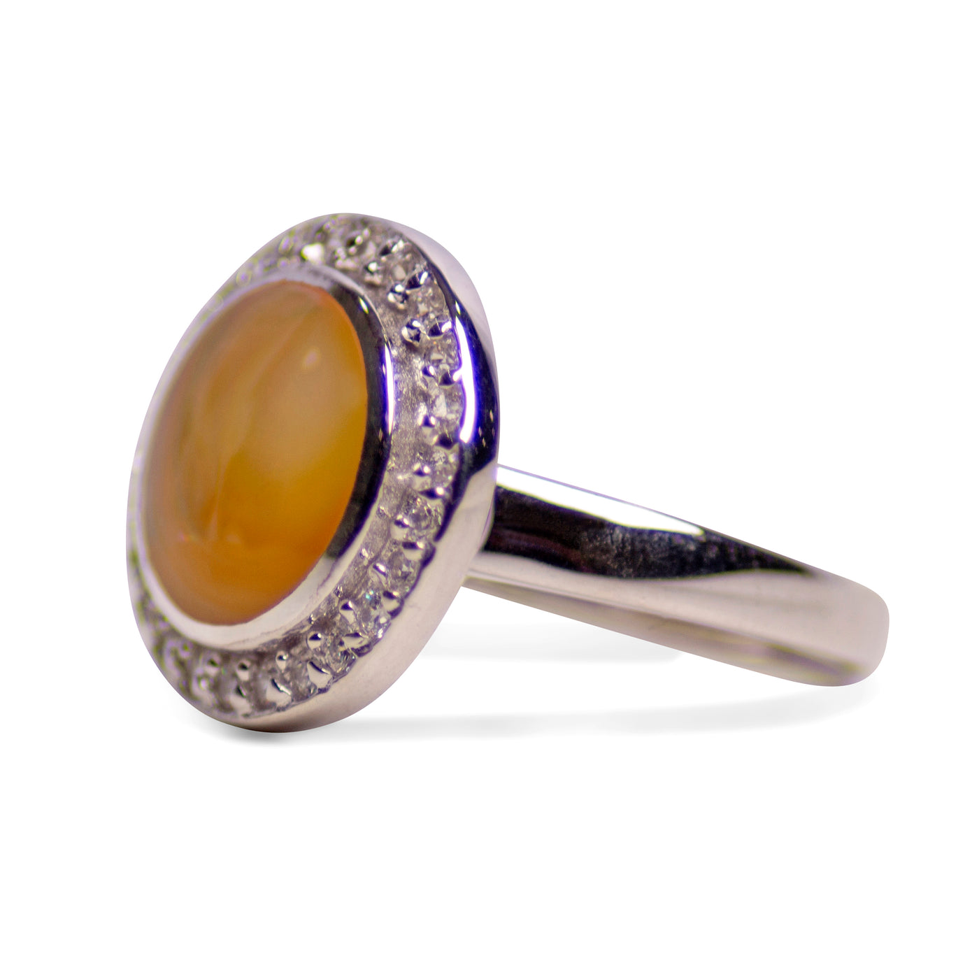 Gold Mother of Pearl & Cubic Zirconia Halo Ring | SilverAndGold