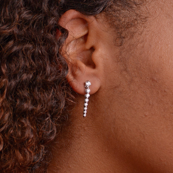 Cubic Zirconia Drop Sterling Silver Earrings | SilverAndGold