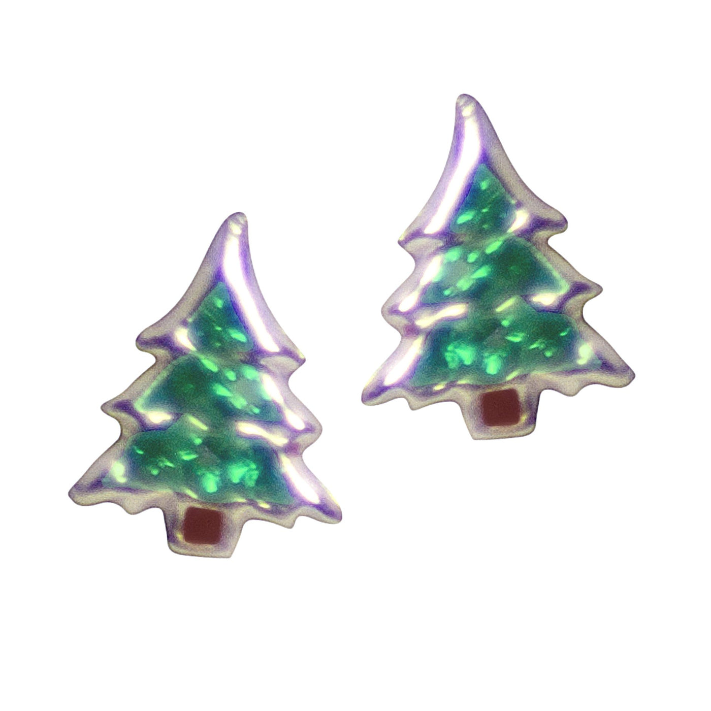 Evergreen Sparkling Christmas Tree Earrings in Sterling Silver