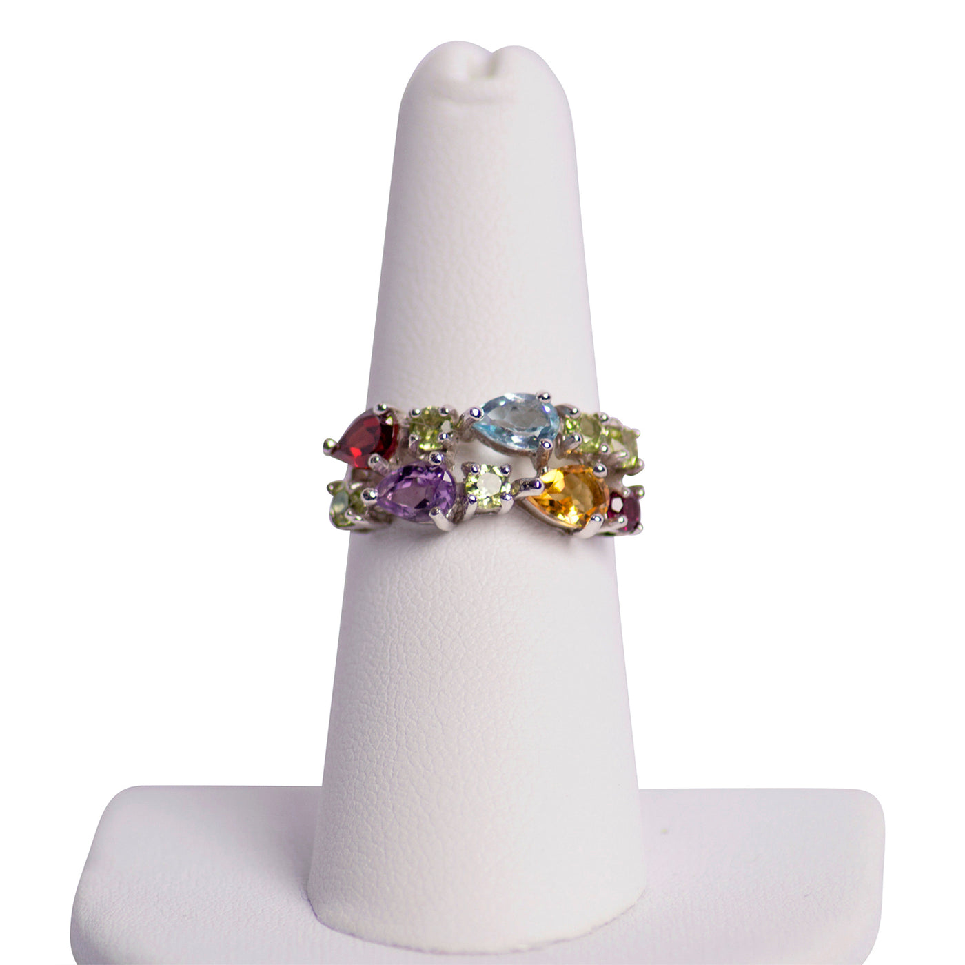 Multi Gemstone Silver Ring