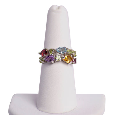 Multi Gemstone Silver Ring