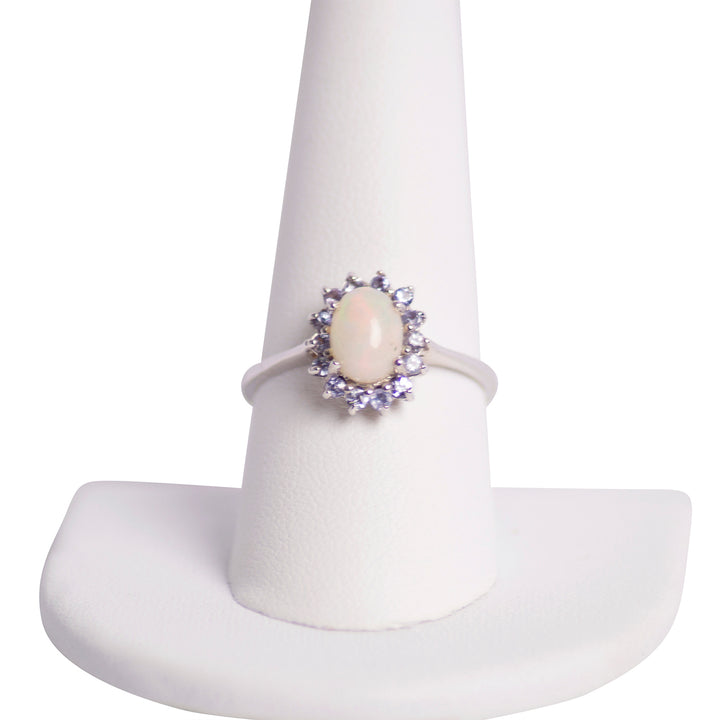 Opal & Tanzanite Halo Ring