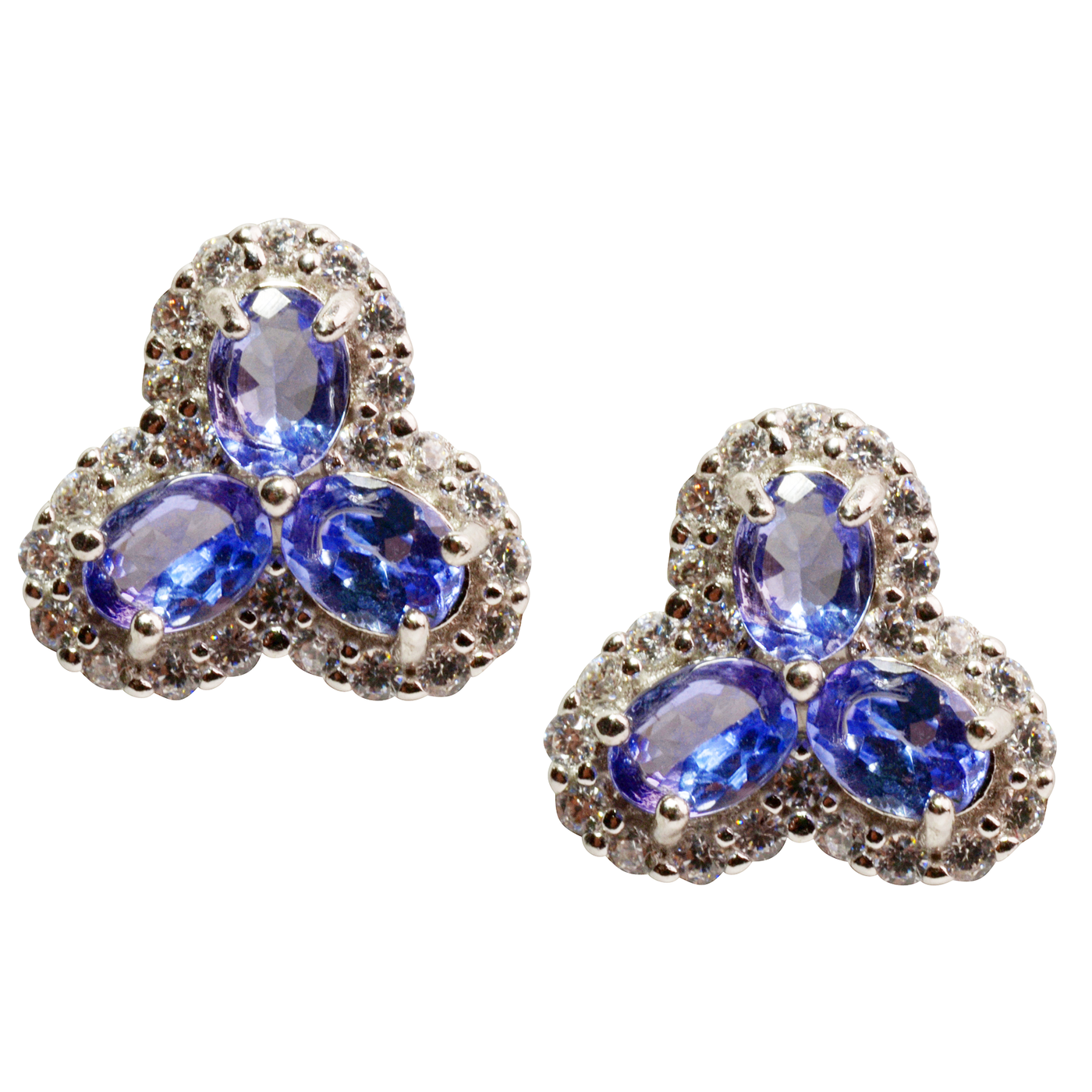 1.5 TCW Natural Tanzanite Silver Earrings