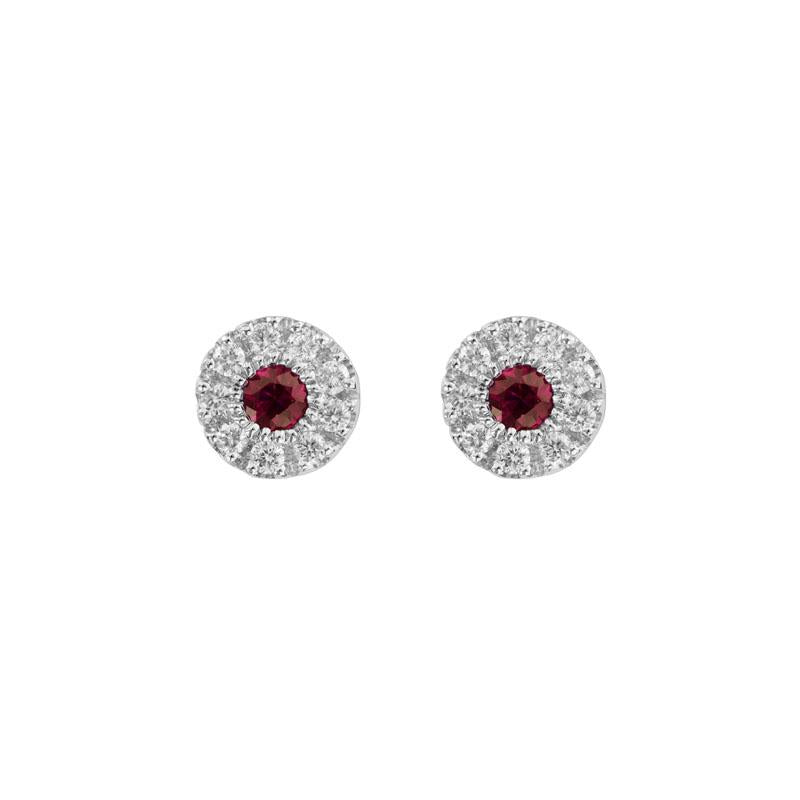 14K Gold Diamond Ruby Earrings