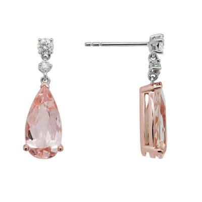 14K Gold Morganite Earrings