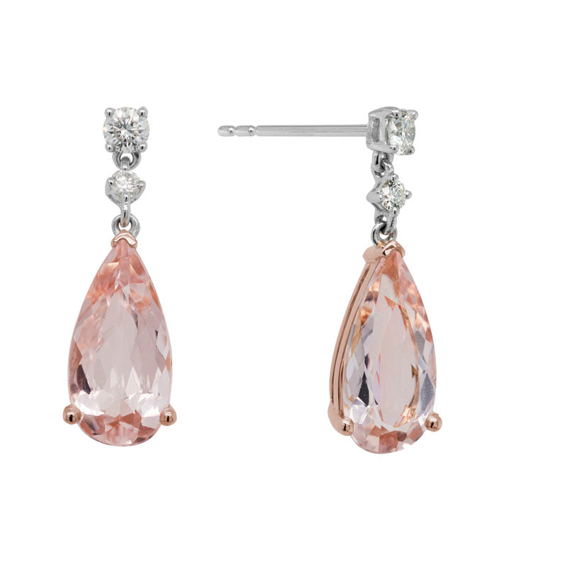 14K Gold Morganite Earrings