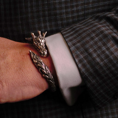 Giraffe Hinged Silver Cuff Bracelet