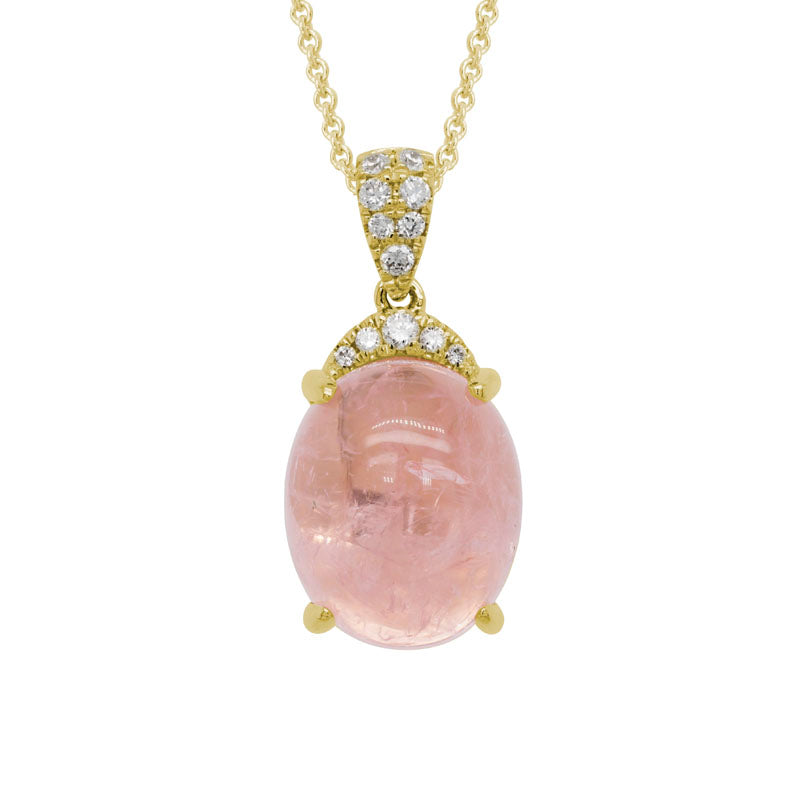 14K Gold Morganite Diamond Necklace