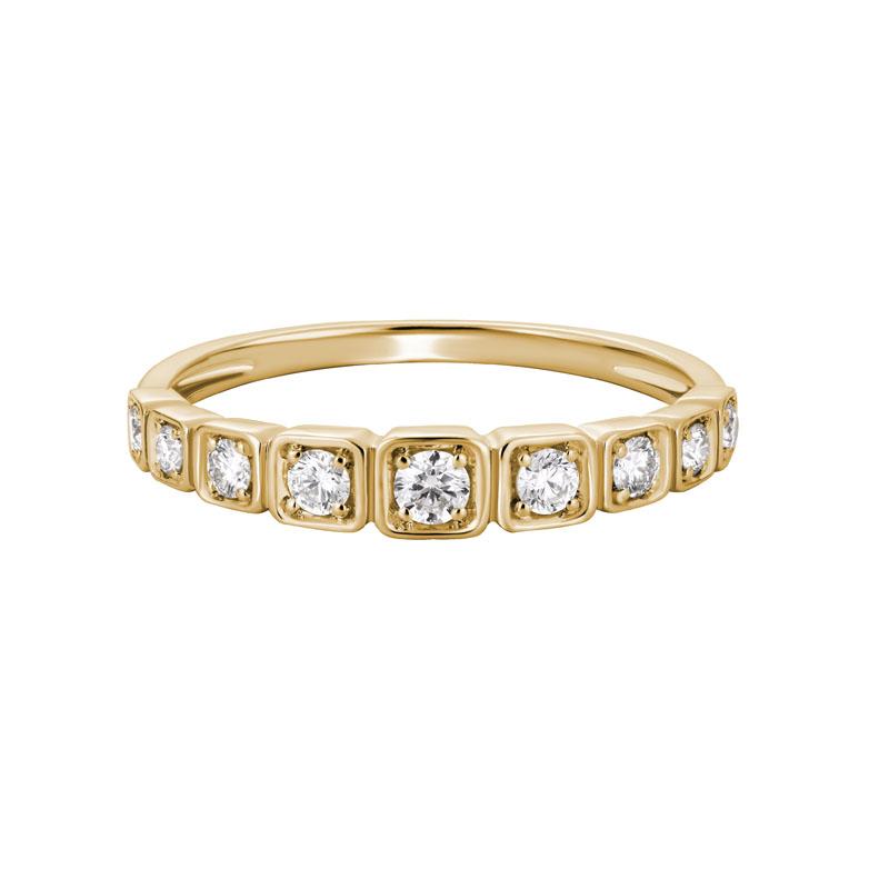 14K Gold 9 Diamond Wedding Ring