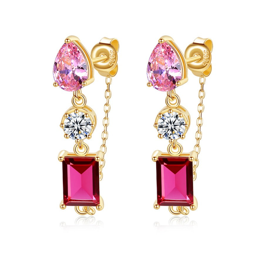 Pink Tourmaline Simulant Earrings