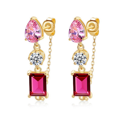 Pink Tourmaline Simulant Earrings