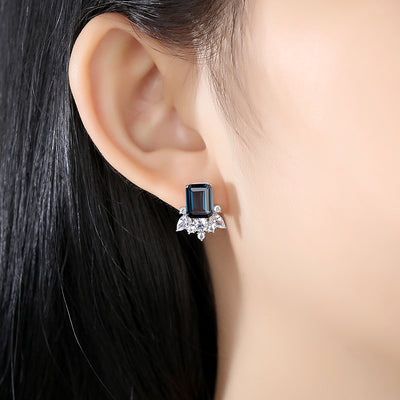 London Blue Topaz Simulant Silver Earrings