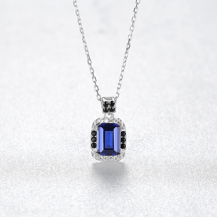 Simulated Sapphire Silver Necklace