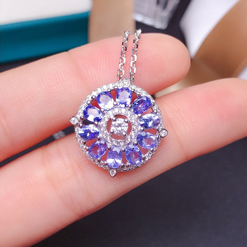 2.25 ct Natural Tanzanite Silver Necklace