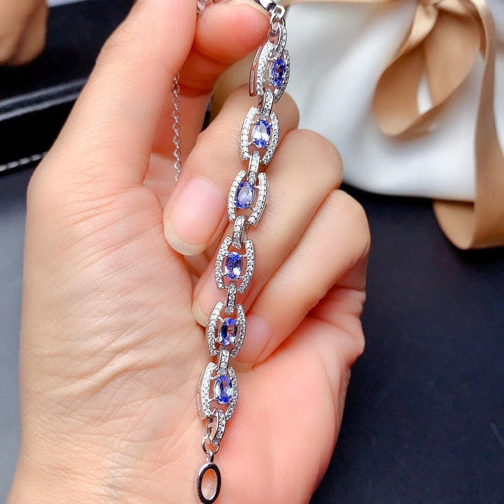 1.7 TCW Natural Tanzanite Silver Bracelet