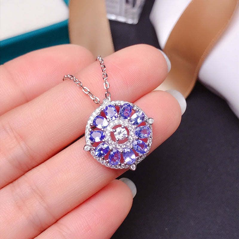 2.25 ct Natural Tanzanite Silver Necklace