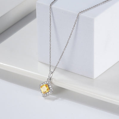 Princess Cut Yellow Diamond Simulant Necklace