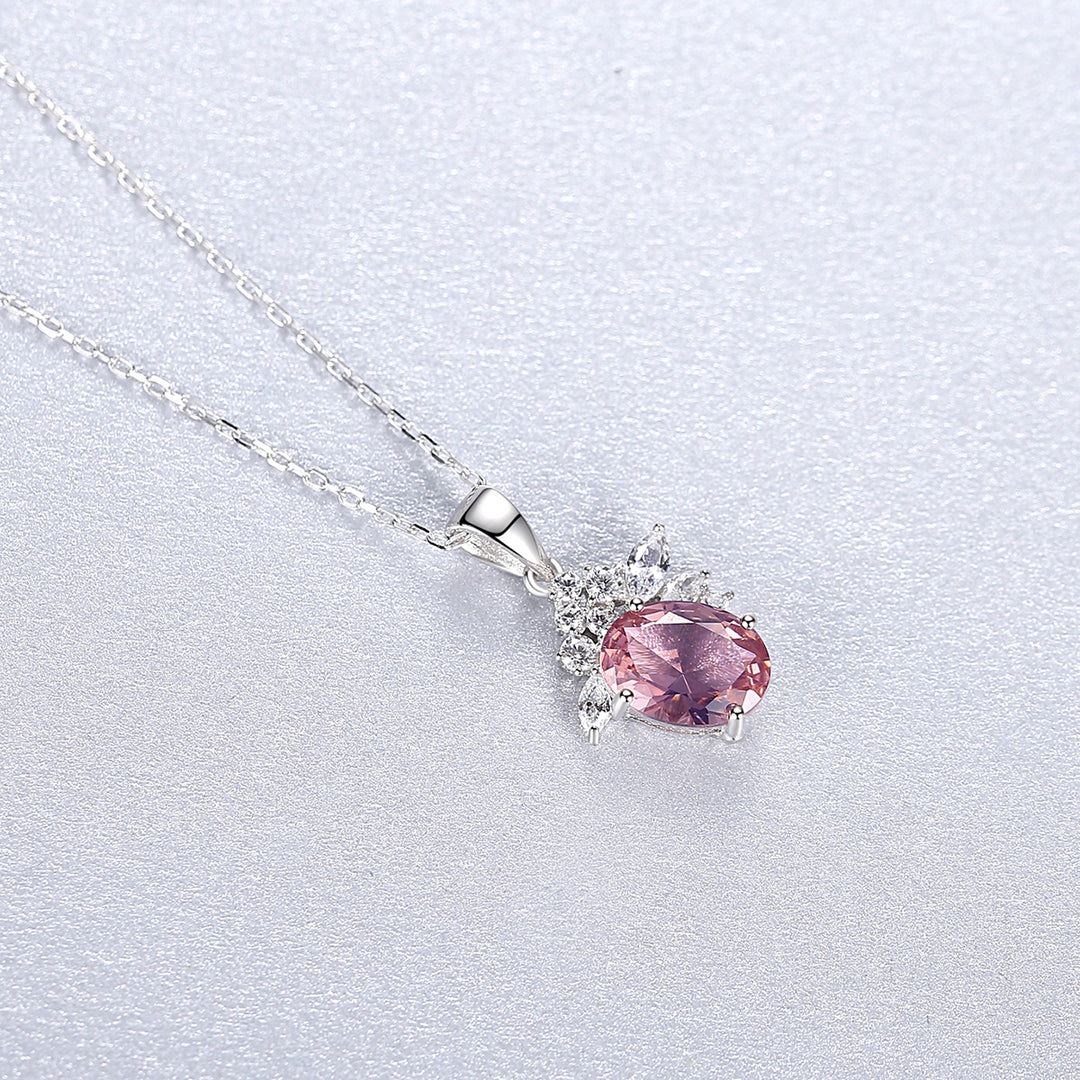 Morganite Simulant Silver Necklace