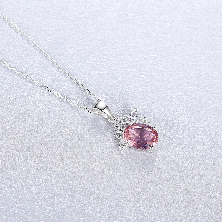 Morganite Simulant Silver Necklace