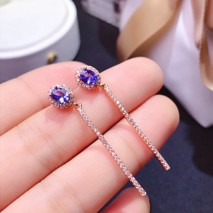 1 TCW Natural Tanzanite Rose Gold Earrings