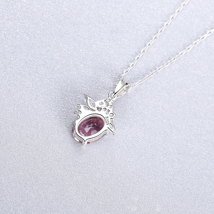 Morganite Simulant Silver Necklace