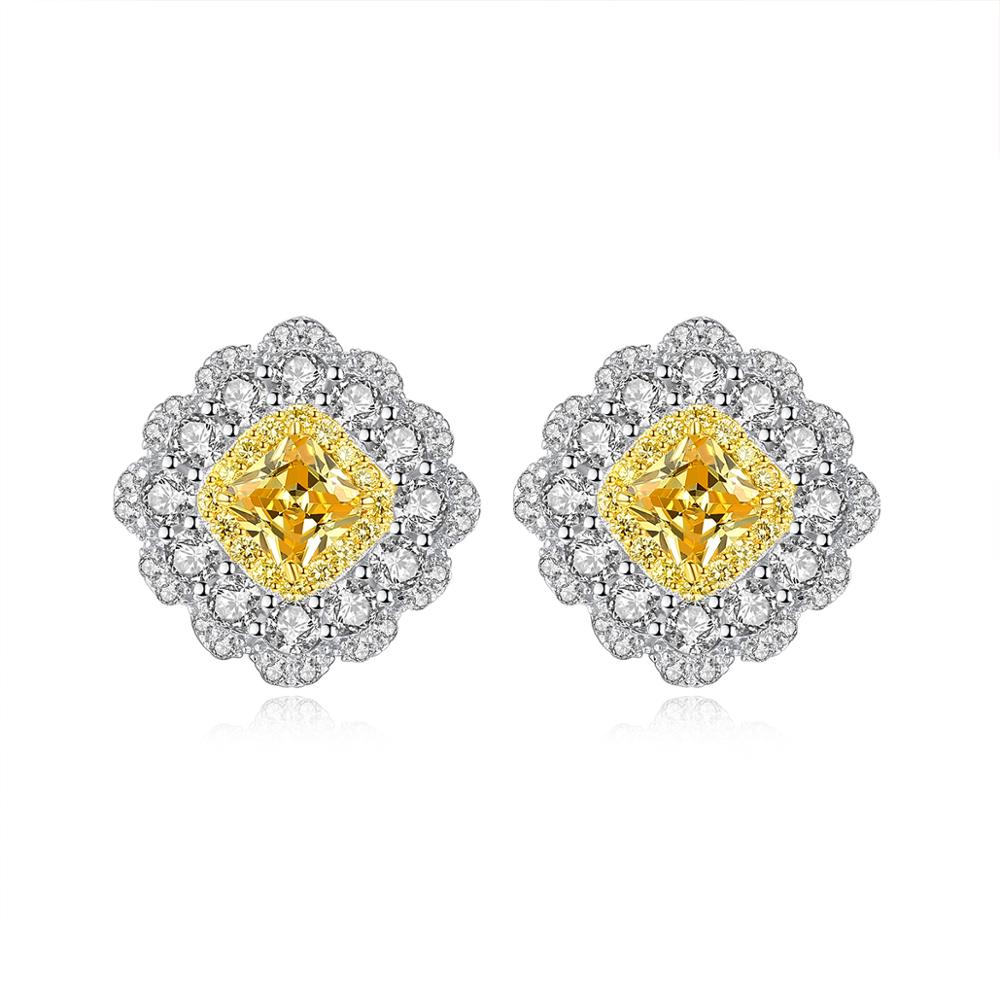 Yellow Diamond Simulant Silver Earrings