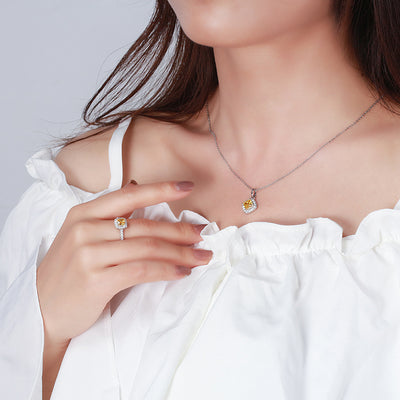 Princess Cut Yellow Diamond Simulant Necklace