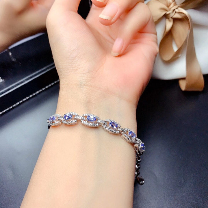 1.7 TCW Natural Tanzanite Silver Bracelet