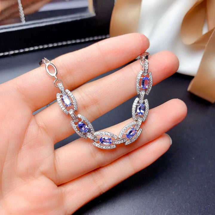 1.7 TCW Natural Tanzanite Silver Bracelet