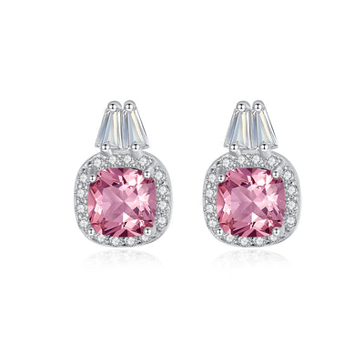 Cushion Cut Pink Diamond Simulant Earrings