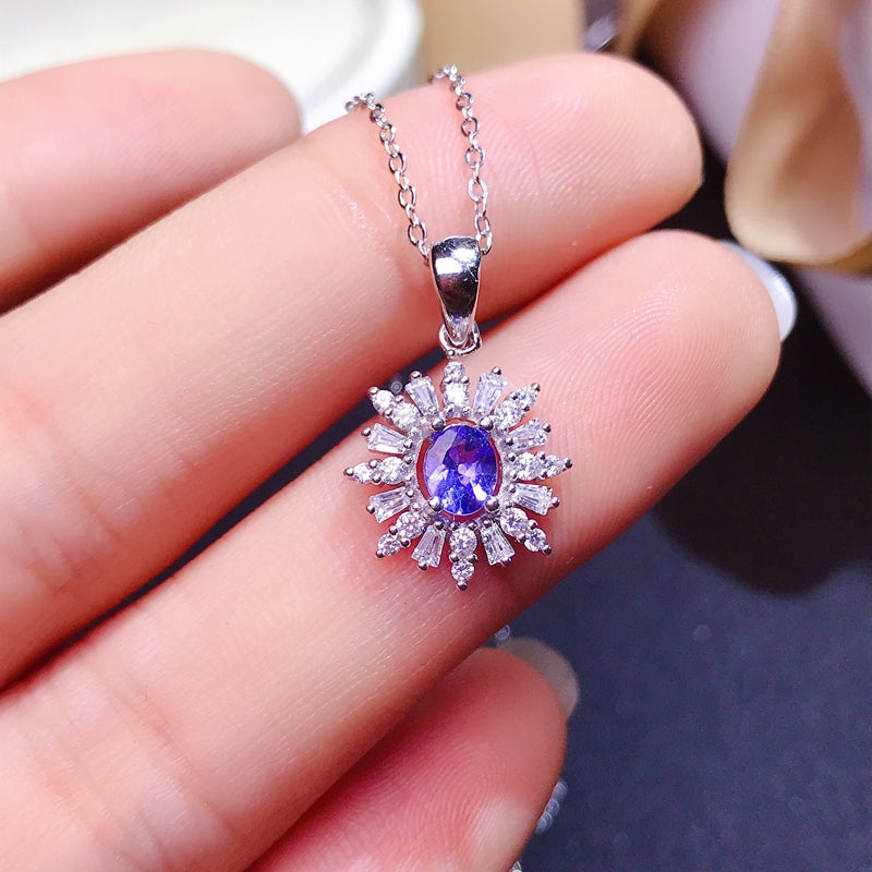 0.5 Carat Natural Tanzanite Silver Necklace