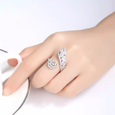 Diamond Simulant Climber Silver Ring