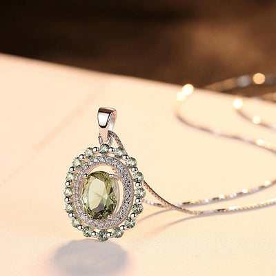 Peridot Simulant Silver Pendant