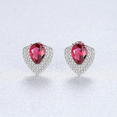 Ruby Simulant Silver Earrings