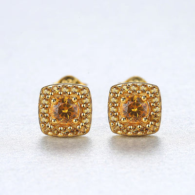 Citrine Simulant Gold Earrings