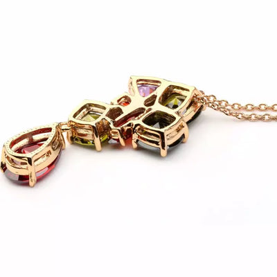 Multi Gemstone Champagne Gold Necklace