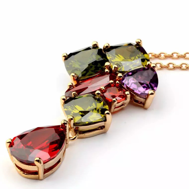 Multi Gemstone Champagne Gold Necklace