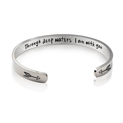 Inspirational Bangle "Through Deep Waters I Am With You"