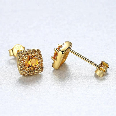 Citrine Simulant Gold Earrings