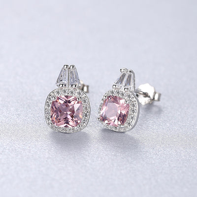 Cushion Cut Pink Diamond Simulant Earrings