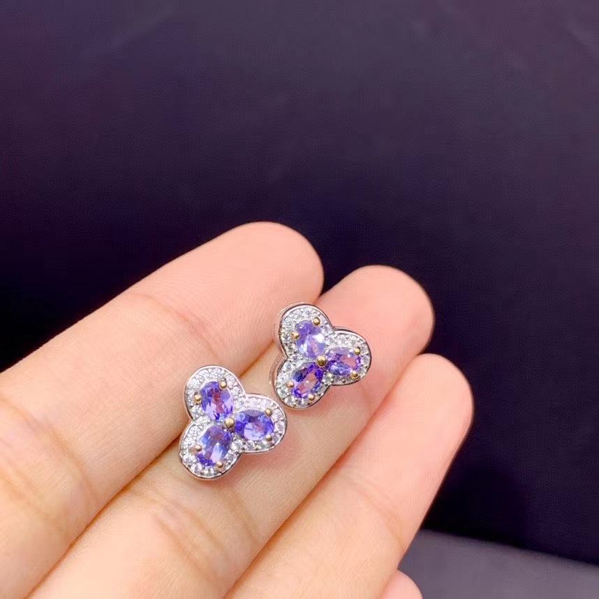 1.5 TCW Natural Tanzanite Silver Earrings