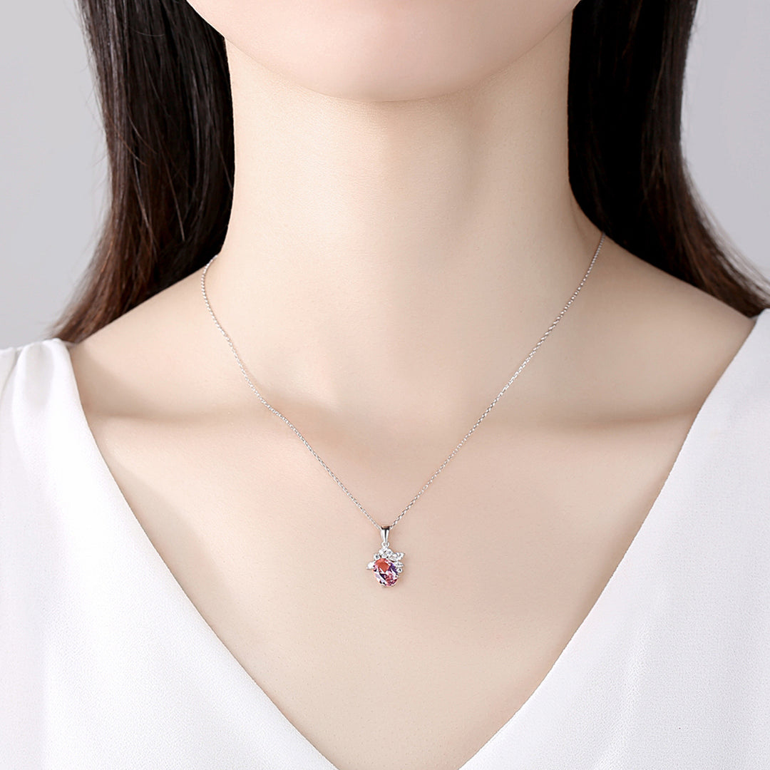 Morganite Simulant Silver Necklace