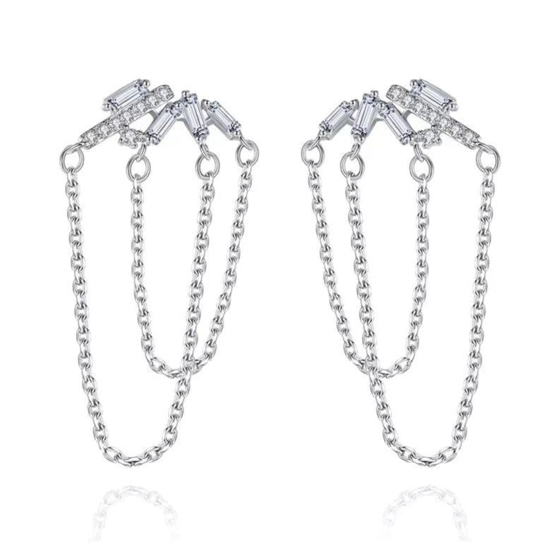 Avant Garde Chain Silver Earrings